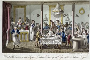 パレ・ロワイヤルでの「Very」でのディナー - デイビッド・ケアリー著「Life in Paris」（ロンドン）より 作： George Cruikshank