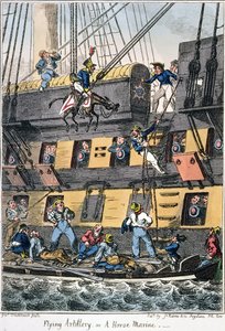 空飛ぶ大砲またはホースマリーン（カラー彫刻） 作： George Cruikshank