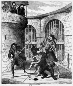 ライオンタワーでクマからXitを脱出するGog、1840 作： George Cruikshank
