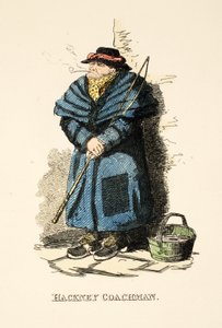 ハックニーコーチマン、「紳士のポケットマガジン」、パブから。 1827年（手描きの彫刻） 作： George Cruikshank