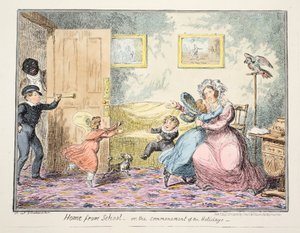 学校からの家または休日のパブの始まり。 1835年（手描きの彫刻） 作： George Cruikshank