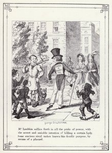 The Bachelors Own Book, or The Progress of Mr Lambkin (Gent) (e.g. engraving)」のイラスト。 作： George Cruikshank