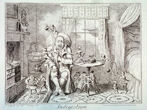 「消化不良」、1835 作： George Cruikshank