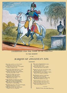 アングルシー侯爵の足の記憶に建てられる墓の碑文、R。ハリルド発行、1815年 作： George Cruikshank
