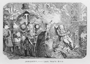 1月、去年のお札(刻印) 作： George Cruikshank