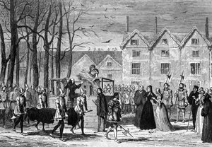 ジェーン・グレイ夫人が足場に行く途中で夫の遺体と出会った、1554 1840 作： George Cruikshank