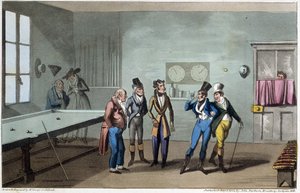 Les hommes à la salle de billard - David Carey著「Life in Paris」（G. Cruikshank画、ロンドン）に掲載。 作： George Cruikshank