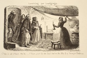 宿泊施設、パブを探しています。 1851 作： George Cruikshank