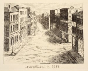 1851年のマンチェスター。1851年から。サンドボーイとミセス夫人の冒険と、ロンドンに来て楽しんだり、素晴らしい展覧会やパブを見たりした家族。 1851 作： George Cruikshank