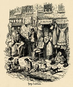モンマスストリート、ソーホー、ボズによるディケンズスケッチのG.クルークシャンクによるイラスト、1938 作： George Cruikshank