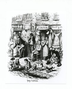 モンマスストリート、1836年頃 作： George Cruikshank