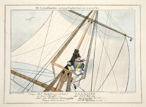 B.マストヘッド氏-または、「ミッドシップマンの進歩」（1835年）から304回目の新鮮な空気を楽しんでいる（手描きの彫刻） 作： George Cruikshank