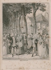メアリールボーンガーデンで母校に出会うクリプス氏 作： George Cruikshank