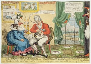 ラムズゲートでのノブの鼻音、1821 作： George Cruikshank