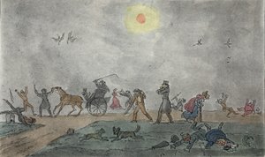 11月-（旧スタイル）-霧と不潔な空気、パブにカーソルを合わせます。 1835年（手描きの彫刻） 作： George Cruikshank