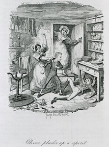 オリバーは精神を駆り立てる、1837 作： George Cruikshank
