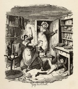 オリバーは、チャールズディケンズの「オリバーツイストの冒険」（1812-70）1838年にチャップマンウントホールによって出版された、1901年の精神を駆り立てます 作： George Cruikshank