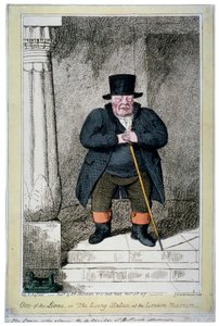 「ライオンの 1 つ、またはロンドン博物館の生きた像」、1817 年 作： George Cruikshank