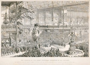 大博覧会のオープニング、クリスタルパレス、ハイドパーク、ロンドン、1851 作： George Cruikshank
