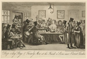 Peep o &39;dayフィニッシュ時の男の子と家族の男性：コヴェントガーデンの近くのシーン 作： George Cruikshank