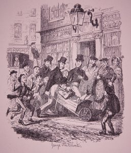 警察に捕らえられたスリ 19世紀初頭（エングレービング 作： George Cruikshank