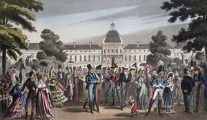 プロムナード・オ・ジャルダン・デ・チュイルリー - デイビッド・ケアリー著「Life in Paris」（ロンドン）より 作： George Cruikshank