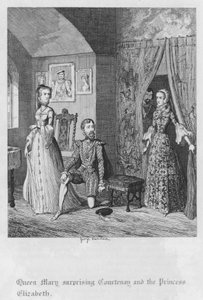 クイーン・メアリーの驚くべきコートニーとプリンセス・エリザベス（エングレービング 作： George Cruikshank