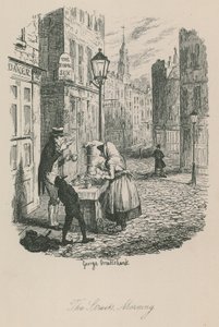 ロンドンの生活シーン：通り-朝 作： George Cruikshank