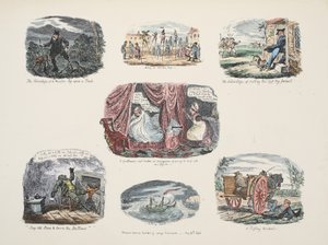 木製の脚を所有することの利点と欠点に関する一連のイラスト、パブ。 1828（手書きの彫刻） 作： George Cruikshank