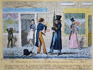 旅の利点」または「少しの学びは危険なこと」。 作： George Cruikshank