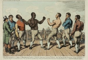 クリッブとモリノーの戦い」（カラー銅版画 作： George Cruikshank