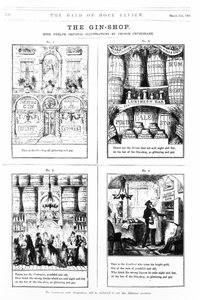 ジンショップ、「The Band of Hope Review」のイラスト、1868年3月2日 作： George Cruikshank
