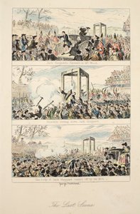 最後のシーン、ウィリアム・ハリソン・エインズワースによる「ジャック・シェパード：ロマンス」のイラスト、1839年発行（手描きのエッチング） 作： George Cruikshank