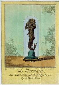 人魚、ターフコーヒーハウスで展示中、セントジェームズストリート、1822年 作： George Cruikshank