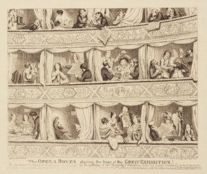 1851年の大展覧会の期間中のオペラボックス 作： George Cruikshank