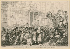 ピカデリーの迷惑：地区の立役者にふさわしい奉仕 作： George Cruikshank