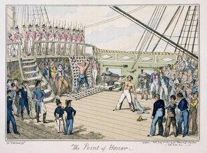1825年に発行されたポイントオブオナー（カラー彫刻） 作： George Cruikshank