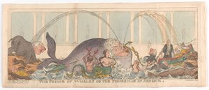 1812 年 5 月 1 日、アンカーでのクジラの王子または漁師。 作： George Cruikshank