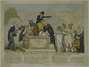リージェンツの爆弾、1816年（カラーエッチング） 作： George Cruikshank