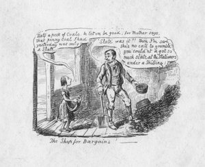 掘り出し物のためのショップ、1829 作： George Cruikshank