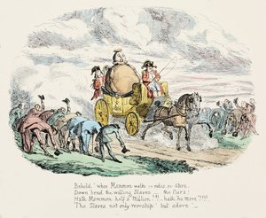 富の崇拝、パブ。 1834年（手彩色彫刻） 作： George Cruikshank
