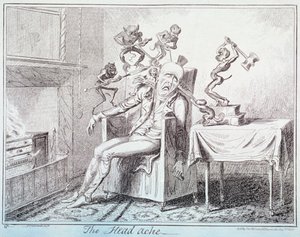 「頭痛」、1835 作： George Cruikshank