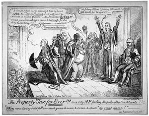 「永遠の固定資産税!!!」、1816年。 作： George Cruikshank