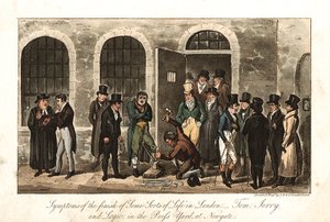 プレスヤードのトム、ジェリー、ロジック、ニューゲート刑務所、ロンドン、1821年 作： George Cruikshank