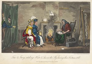 ずる賢いケイトとスーを捕まえるトムとジェリー、「ロンドンでの生活など」と占う、ピアース イーガン 作： George Cruikshank