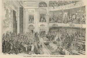 サドラーズウェルズ劇場での「棄権者総会」 作： George Cruikshank