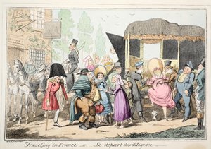フランスまたはル・デ・ド・ラ・ディリジェンスの旅、パブ。 1835年（手描きのエッチング） 作： George Cruikshank
