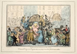 イギリス旅行-またはホワイトホースセラー、パブからのぞき見。 1835年（手描きの彫刻）