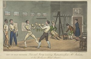 2 人の男性のボクシング、「ロンドンでの生活など」、ピアース イーガン 作： George Cruikshank