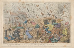 Tempo muito desagradável, ou, o velho ditado verificado "Chovendo gatos, cachorros e forcados."!!! 作： George Cruikshank